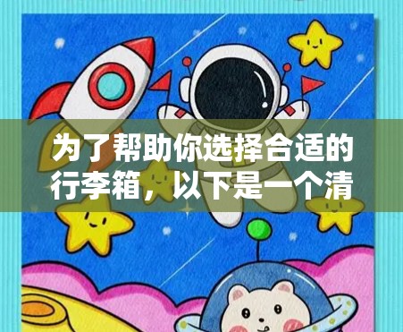 为了帮助你选择合适的行李箱,以下是一个清晰的步骤指南 为了帮助你选择合适的行李箱,以下是一个清晰的步骤指南